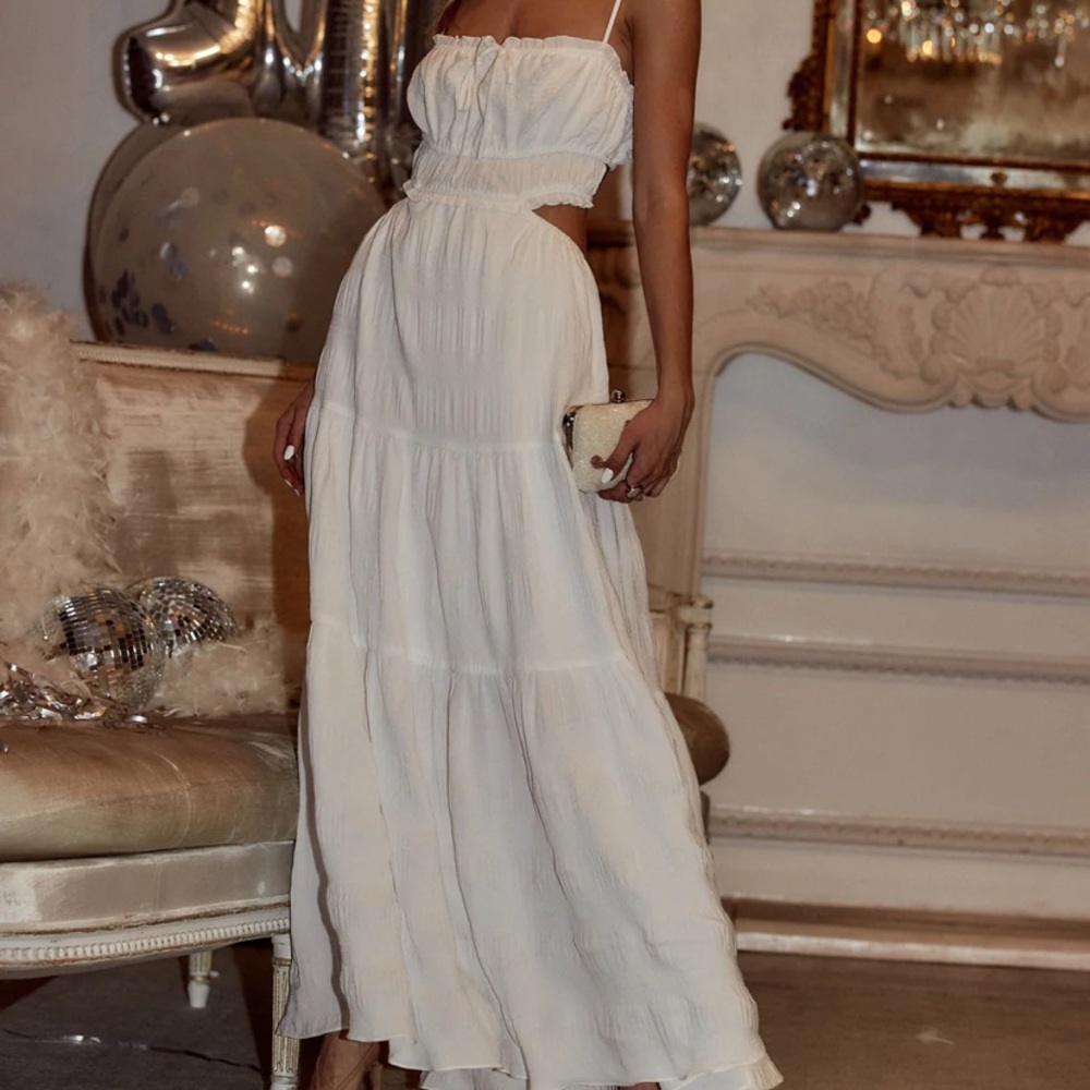 12th Tribe Paola White Boho Maxi Dress